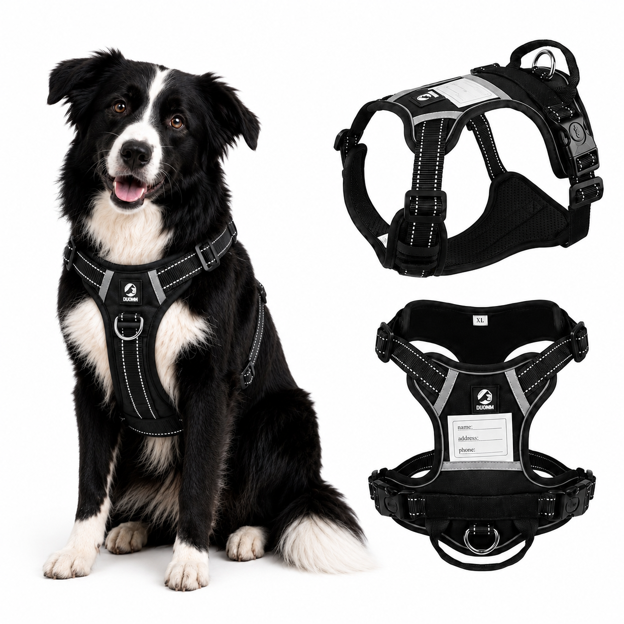 Tactical No-Pull Dog Harness – Heavy Duty Adjustable Vest with Handle (BlackXL)