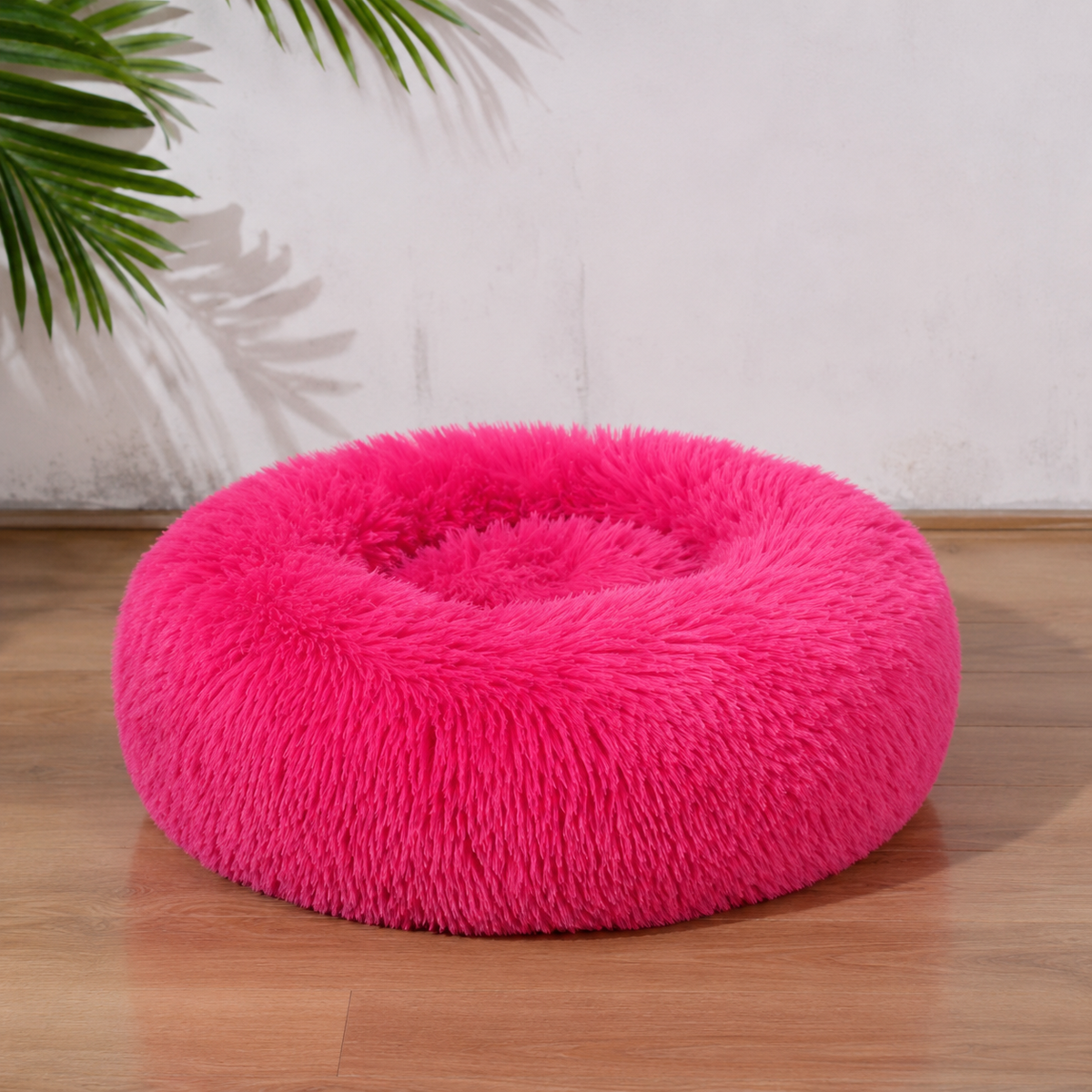 Calming Plush Round Pet Bed for Cats & Dogs