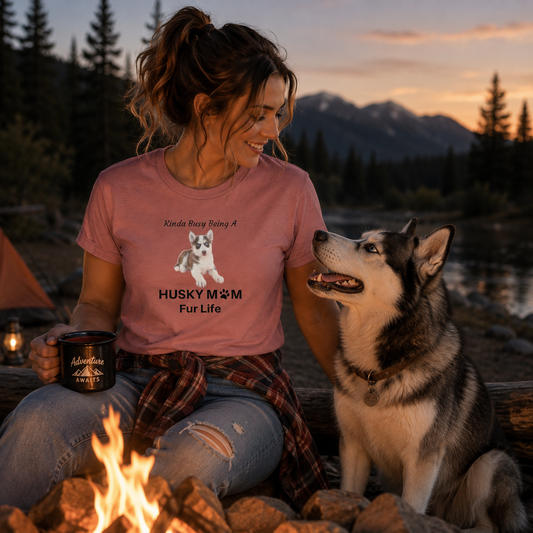 Kinda Busy Being a Husky Mom Fur Life Funny Unisex T-Shirt | Siberian Husky Tee
