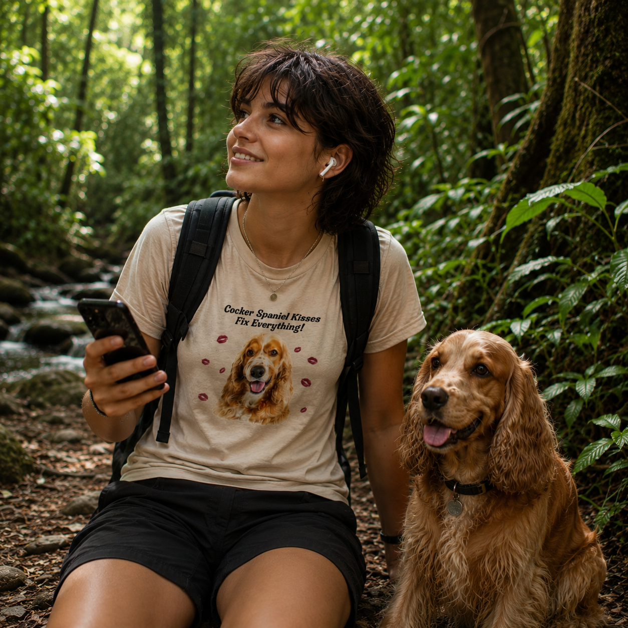 Cocker Spaniel Kisses Fix Everything! Women’s Dog Lover Fitted T-Shirt