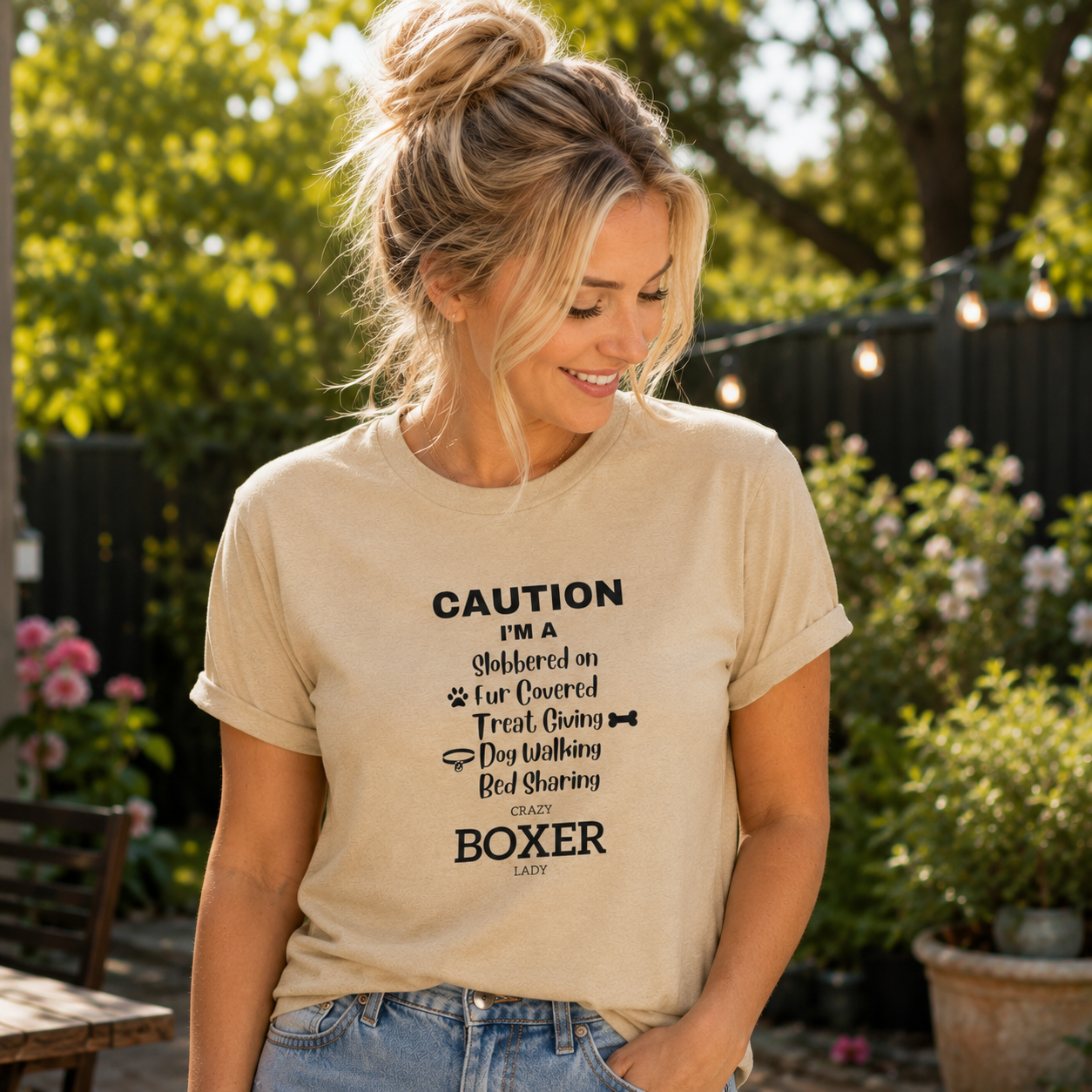 Caution I’m a Crazy Boxer Lady Funny Unisex T-Shirt | Boxer Dog Lover Tee