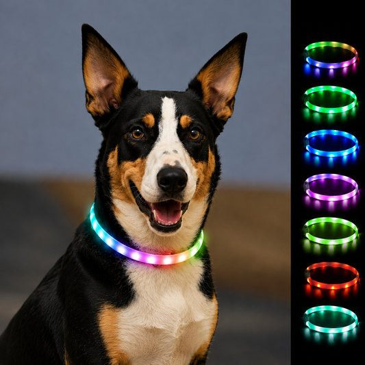 Rechargeable LED Dog Collar - Waterproof Night Safety Light - 27.5 Inch