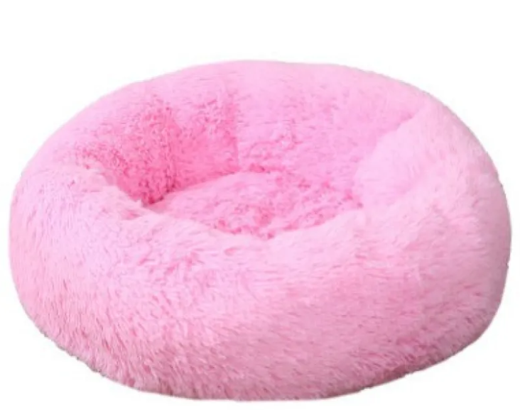 Calming Plush Round Pet Bed for Cats & Dogs