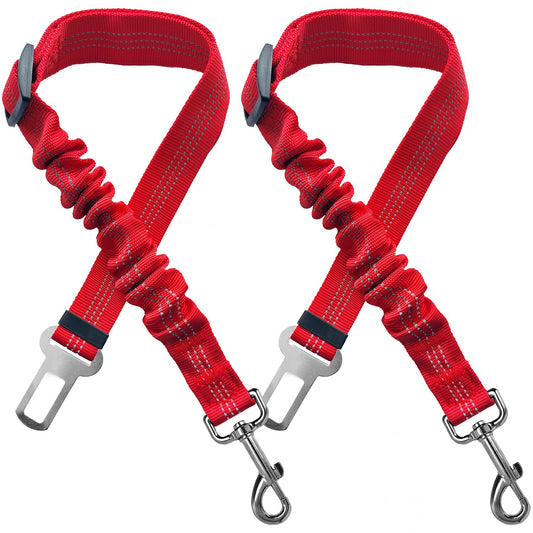 Dual Dog Car Safety Seatbelt Set – Adjustable Bungee Travel Restraints