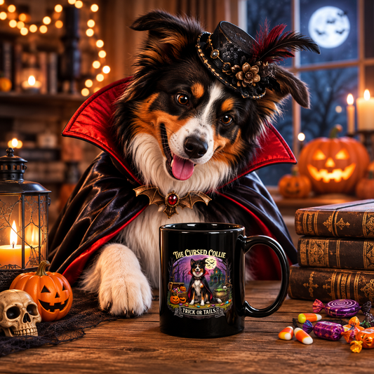 Molly le colley maudit Tasse d'Halloween – Farce ou Queues
