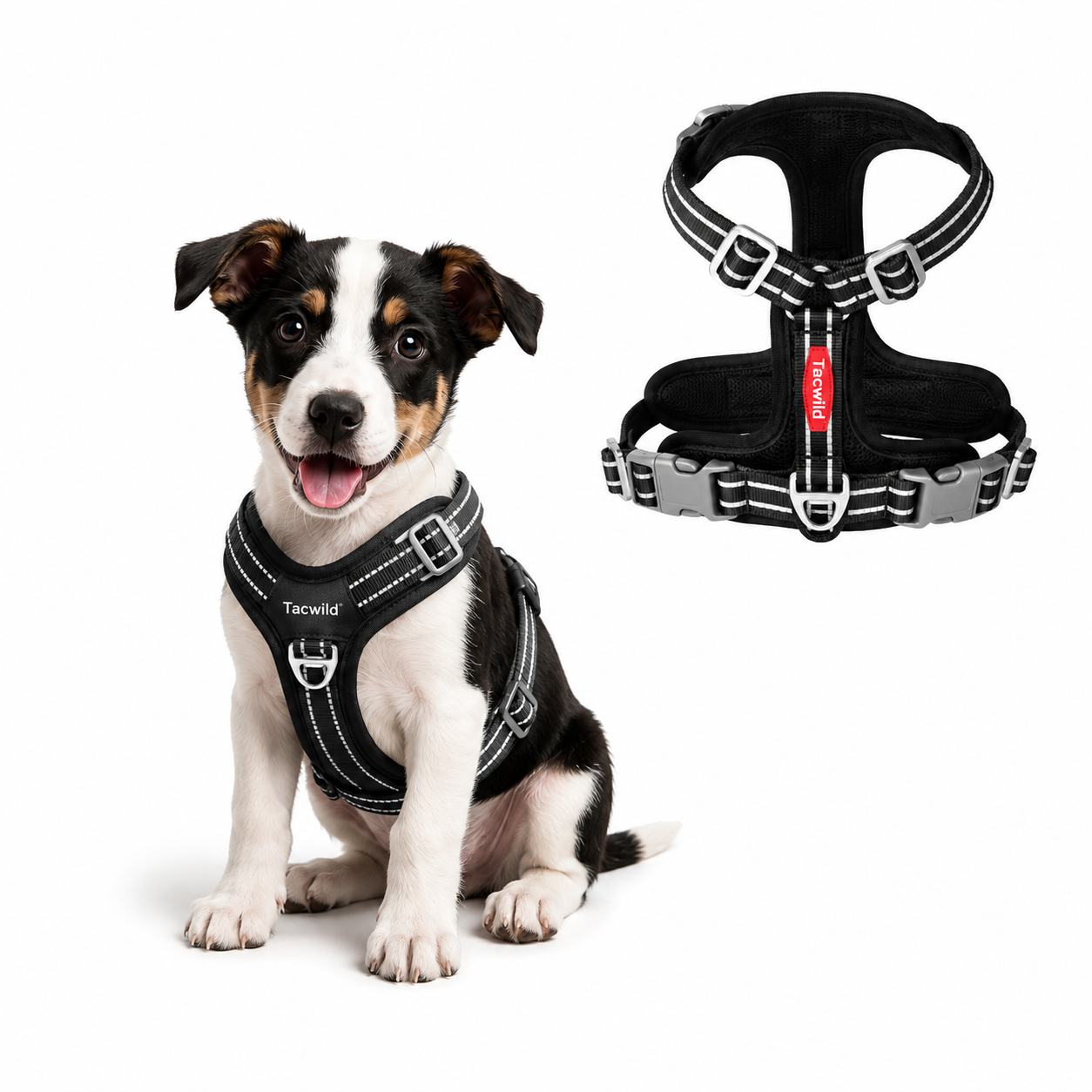 No-Pull Reflective Dog Harness – Adjustable Comfort & Control (Black-S)