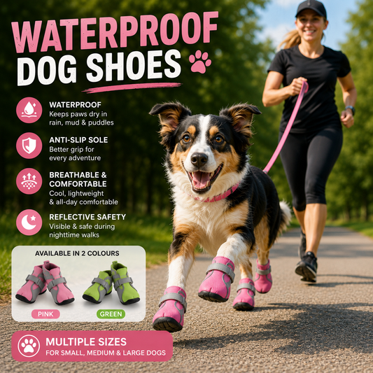 Waterproof dog shoes with non-slip soles, breathable comfort and reflective safety – Molly Talks, Harley Listens