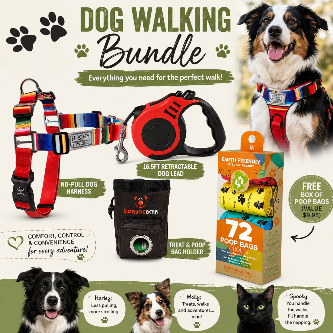 Dog Walking Bundle, includes FREE Biodegradable Poop Bags