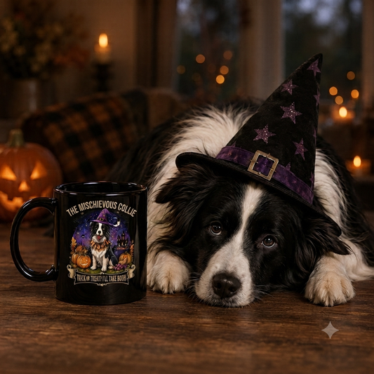 Mug d'Halloween avec un colley malicieux – Joyeux Halloween