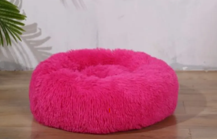 Calming Plush Round Pet Bed for Cats & Dogs