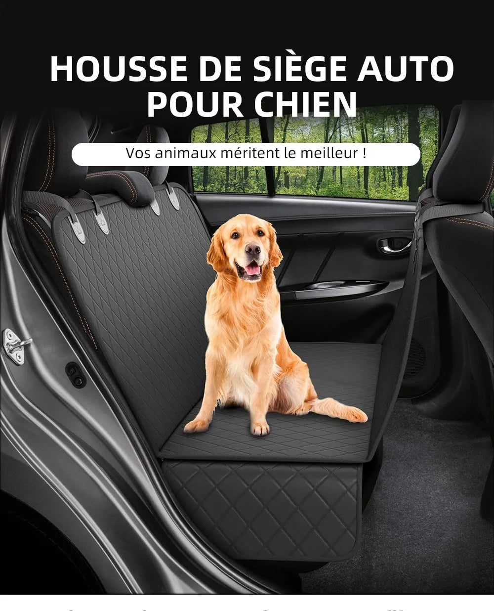 Waterproof Dog Car Seat Cover – Hammock with Mesh Window & Pocket